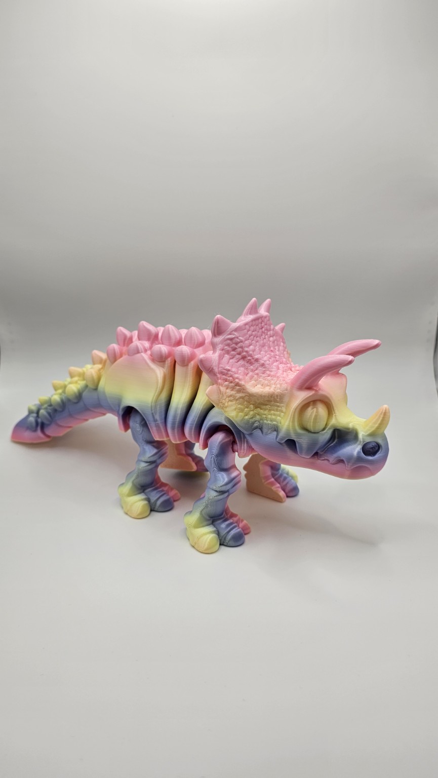 Rainbow Articulated Triceratops - view 1